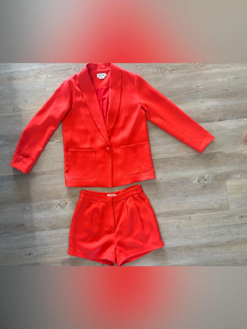 Molly Bracken Vibrant Orange Tailored Blazer with Matching Shorts